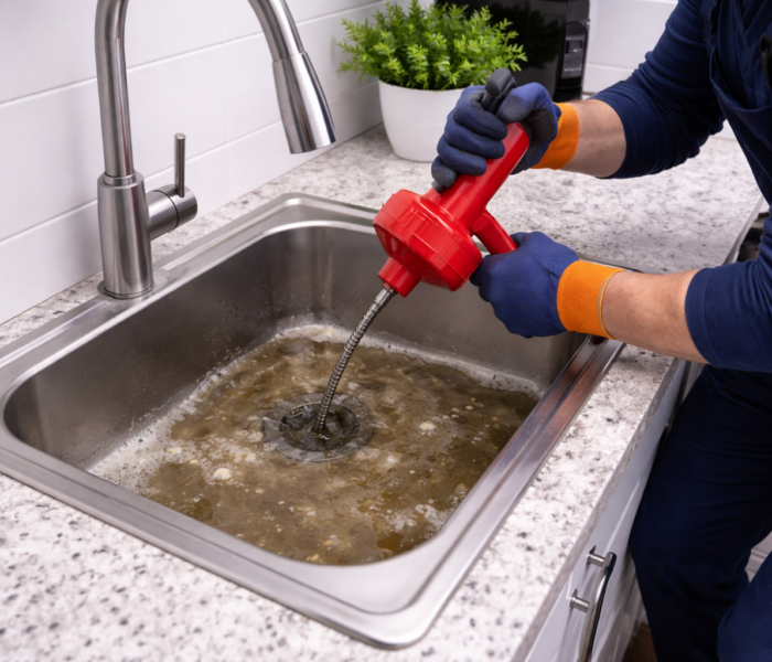 Chiuvetă înfundată în București – instalator desfundă chiuveta cu echipament profesional