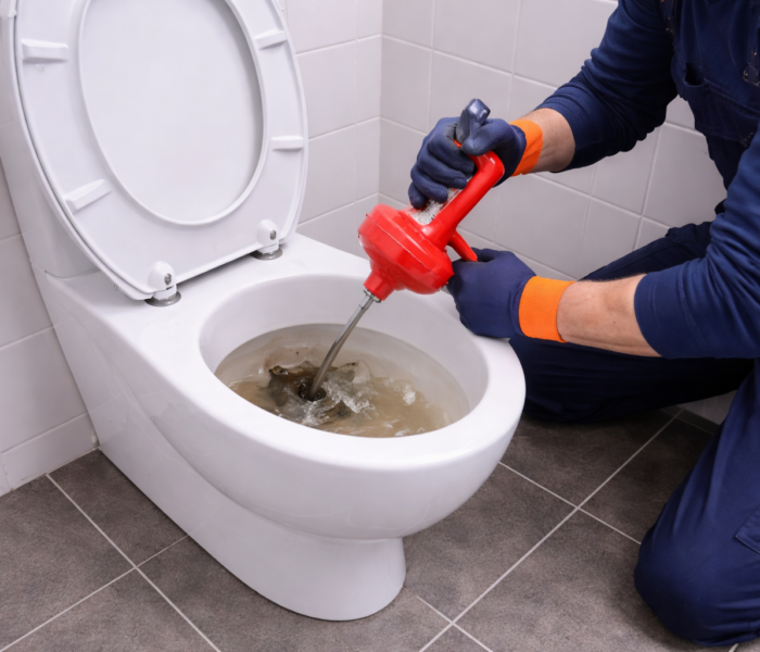 WC înfundat în București – instalator care desfundă toaleta cu echipament profesional